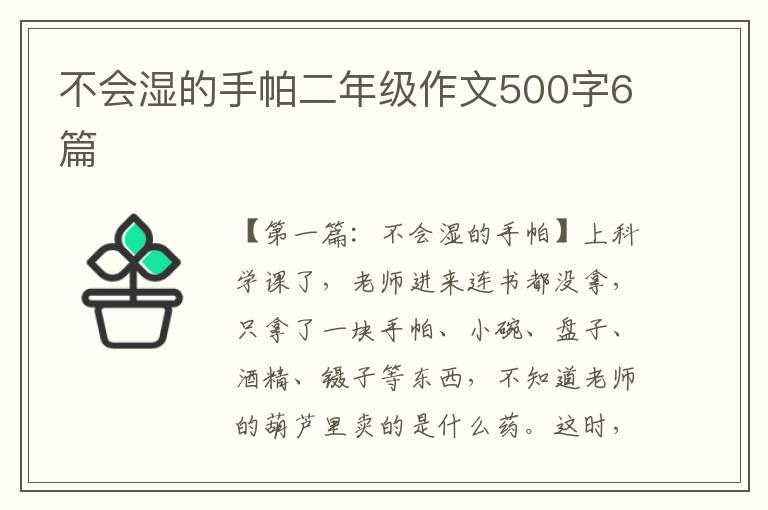 不会湿的手帕二年级作文500字6篇