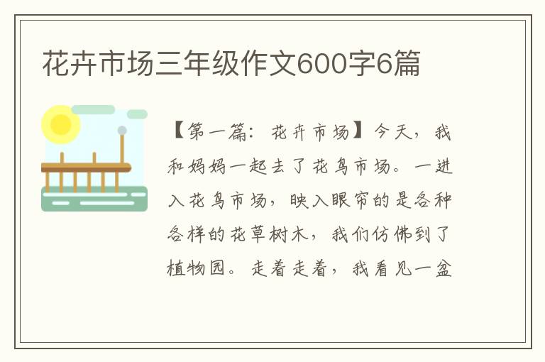 花卉市场三年级作文600字6篇