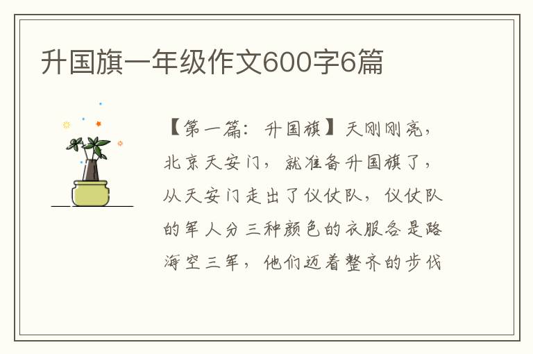 升国旗一年级作文600字6篇