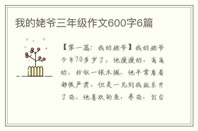 我的姥爷三年级作文600字6篇