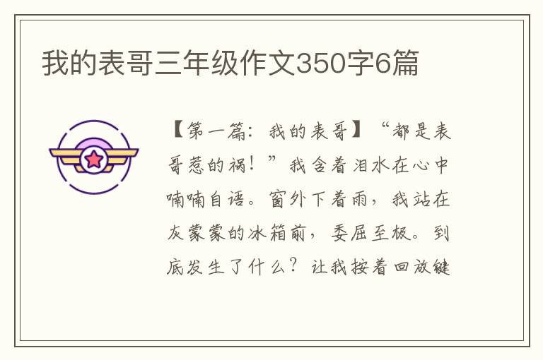 我的表哥三年级作文350字6篇