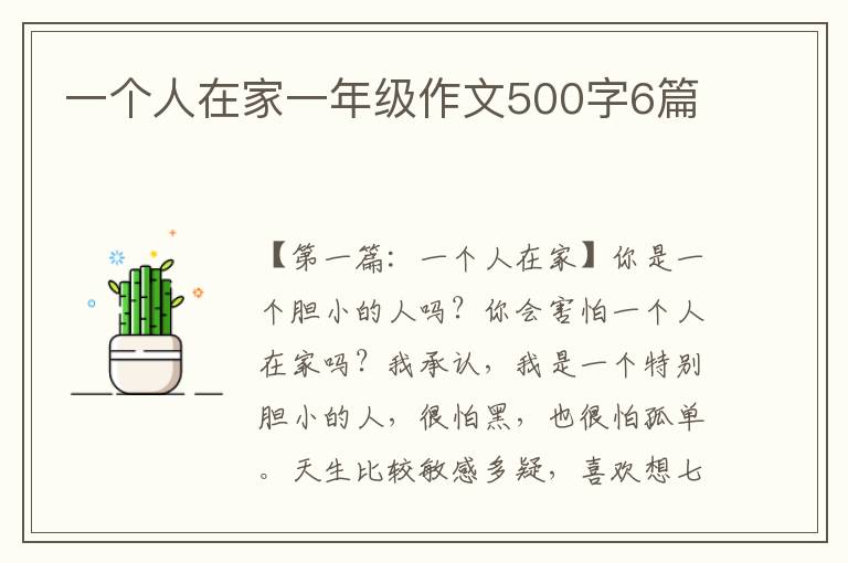 一个人在家一年级作文500字6篇