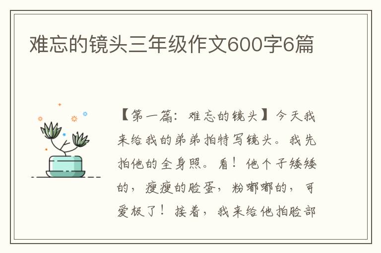 难忘的镜头三年级作文600字6篇