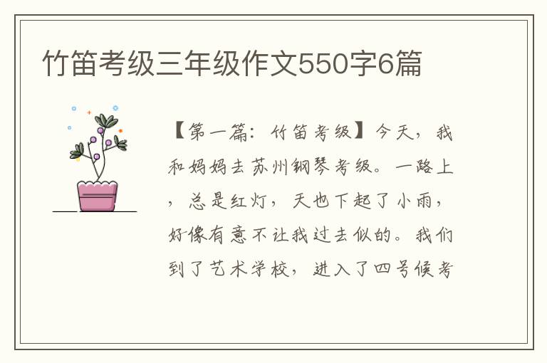 竹笛考级三年级作文550字6篇