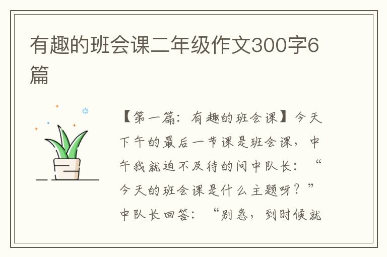 有趣的班会课二年级作文300字6篇