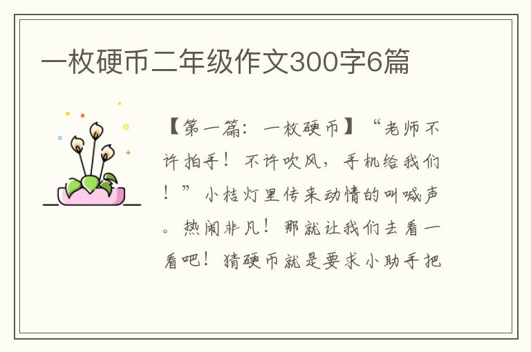 一枚硬币二年级作文300字6篇