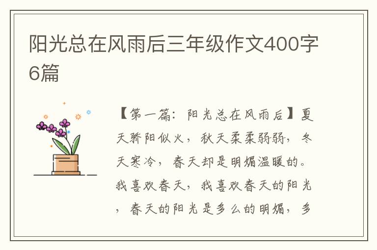 阳光总在风雨后三年级作文400字6篇