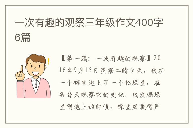 一次有趣的观察三年级作文400字6篇