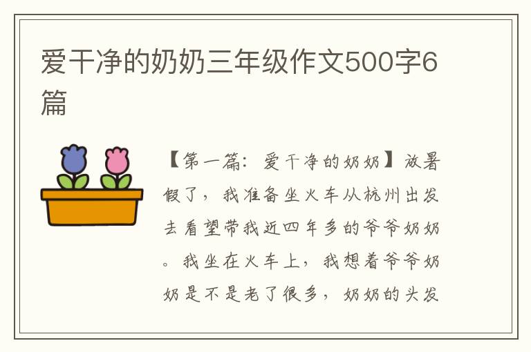 爱干净的奶奶三年级作文500字6篇