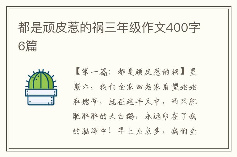 都是顽皮惹的祸三年级作文400字6篇