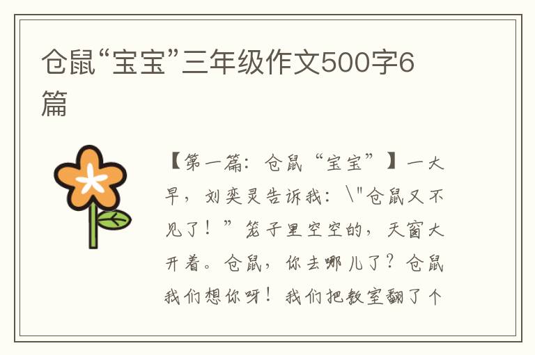 仓鼠“宝宝”三年级作文500字6篇