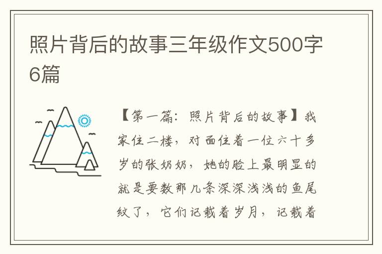 照片背后的故事三年级作文500字6篇