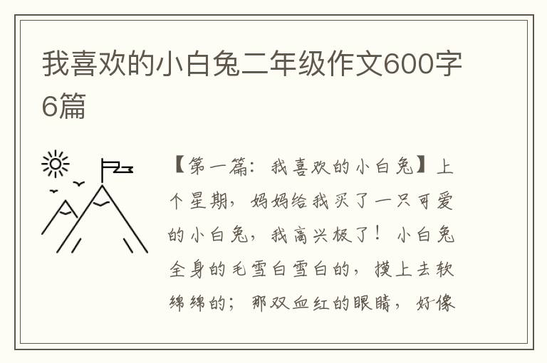 我喜欢的小白兔二年级作文600字6篇