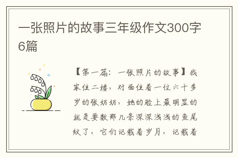 一张照片的故事三年级作文300字6篇