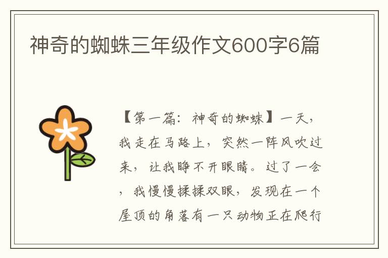 神奇的蜘蛛三年级作文600字6篇