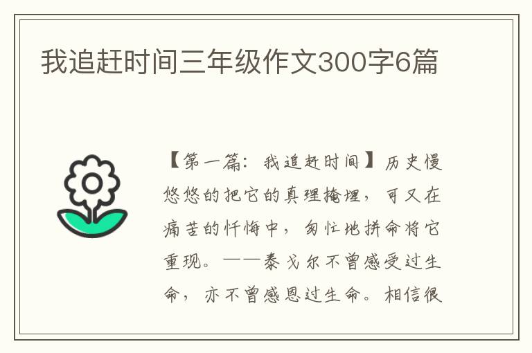 我追赶时间三年级作文300字6篇