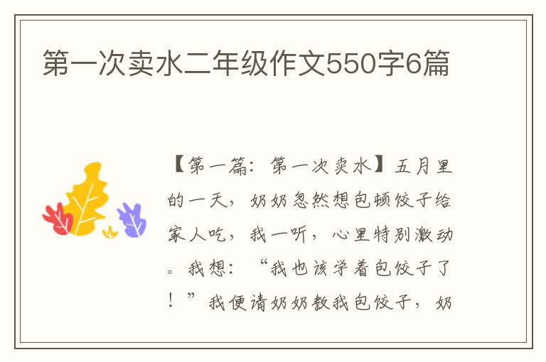 第一次卖水二年级作文550字6篇