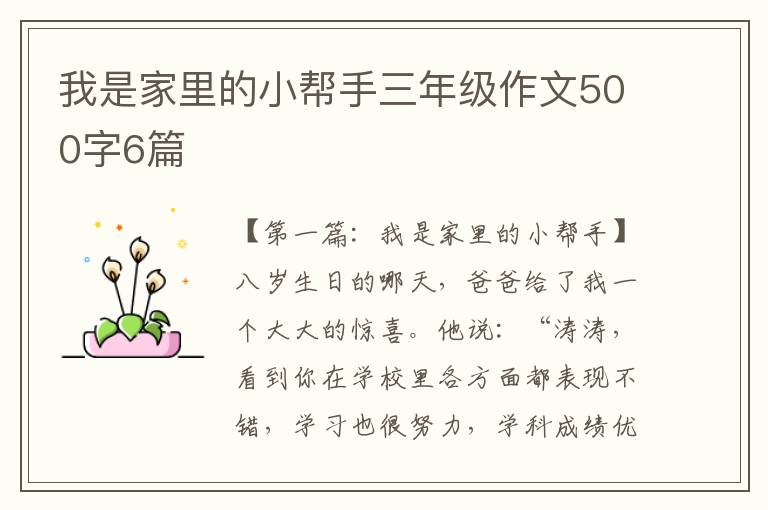 我是家里的小帮手三年级作文500字6篇