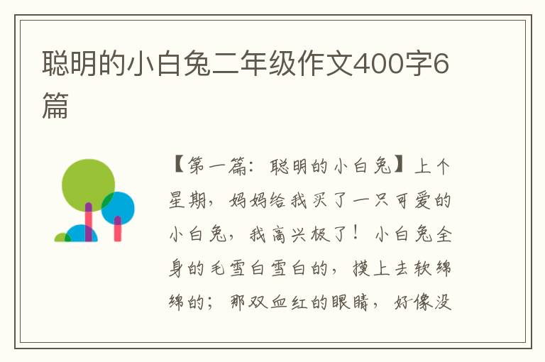 聪明的小白兔二年级作文400字6篇