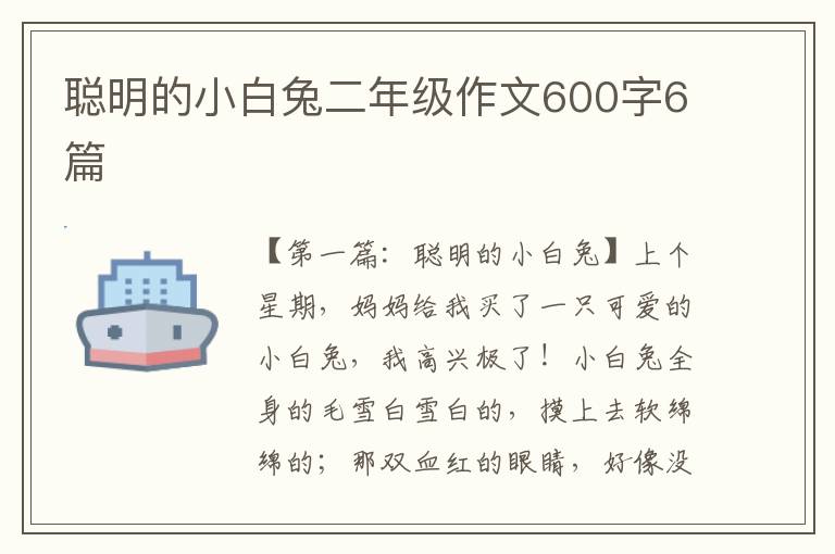 聪明的小白兔二年级作文600字6篇