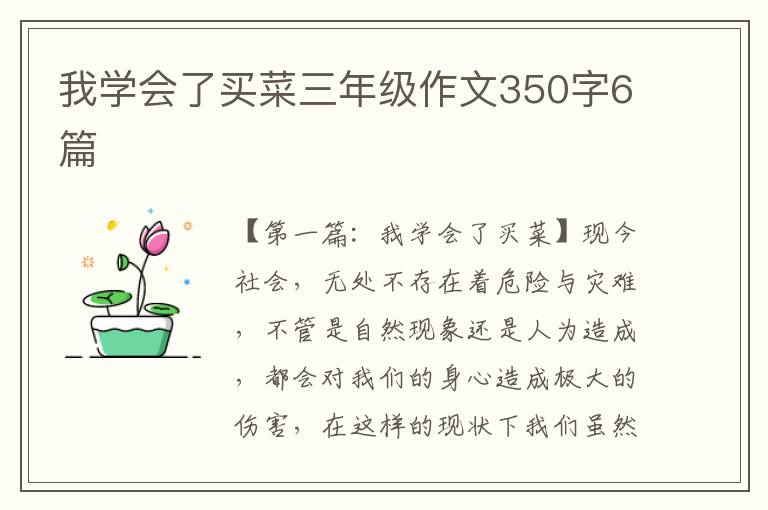 我学会了买菜三年级作文350字6篇