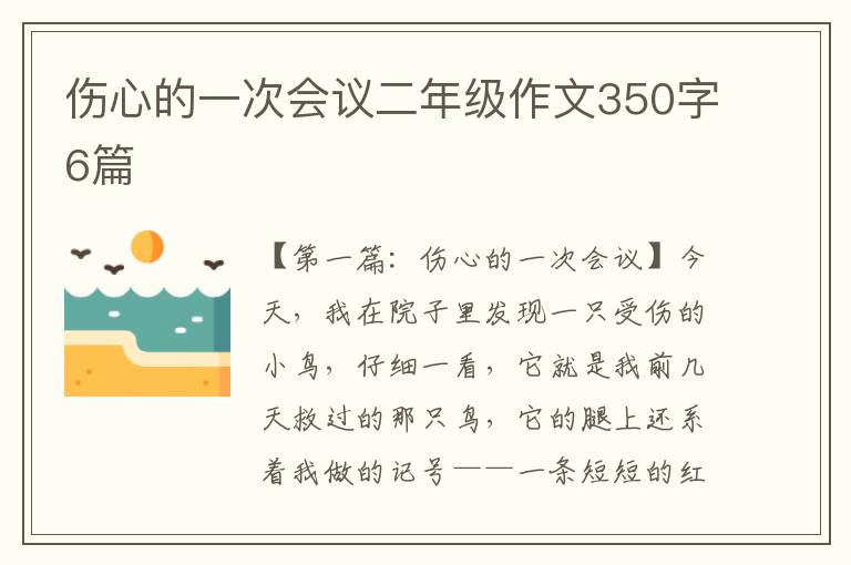 伤心的一次会议二年级作文350字6篇