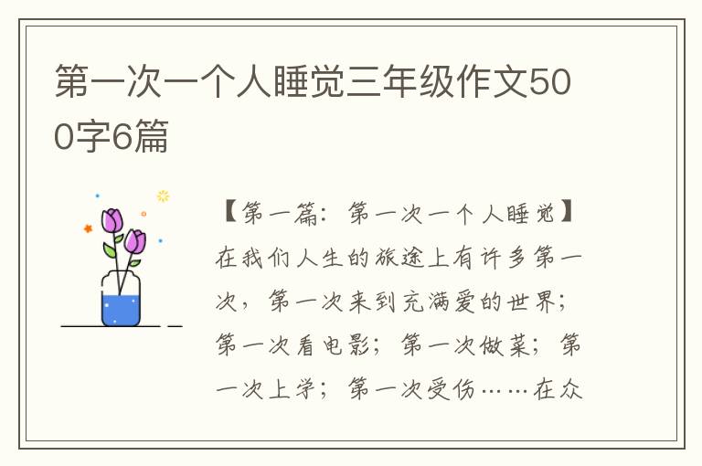 第一次一个人睡觉三年级作文500字6篇