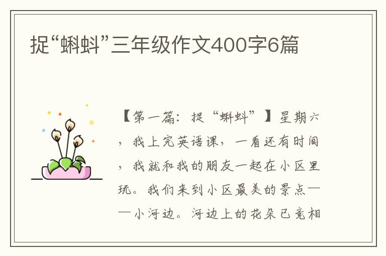 捉“蝌蚪”三年级作文400字6篇