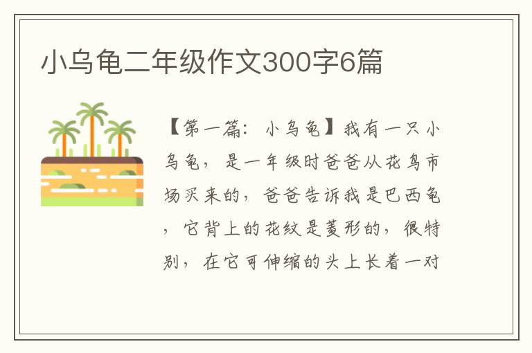 小乌龟二年级作文300字6篇