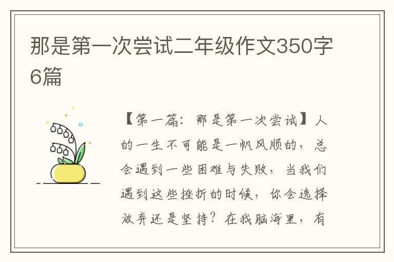 那是第一次尝试二年级作文350字6篇