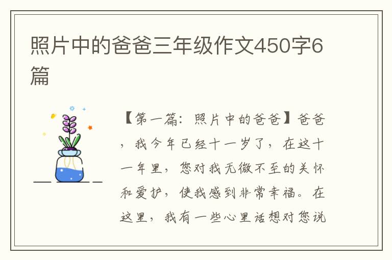 照片中的爸爸三年级作文450字6篇