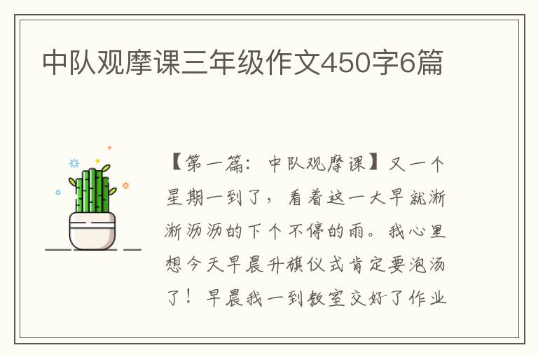 中队观摩课三年级作文450字6篇