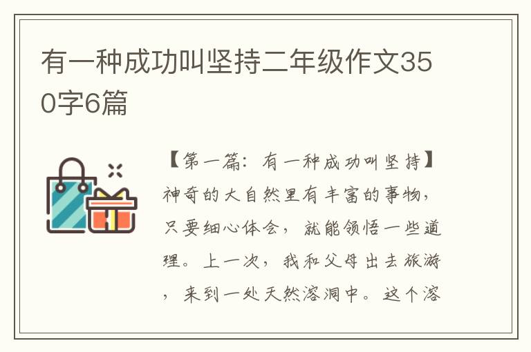 有一种成功叫坚持二年级作文350字6篇