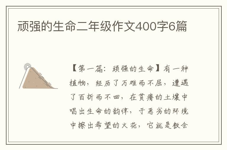 顽强的生命二年级作文400字6篇