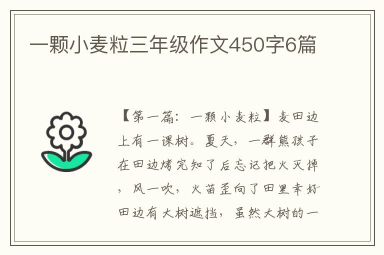 一颗小麦粒三年级作文450字6篇