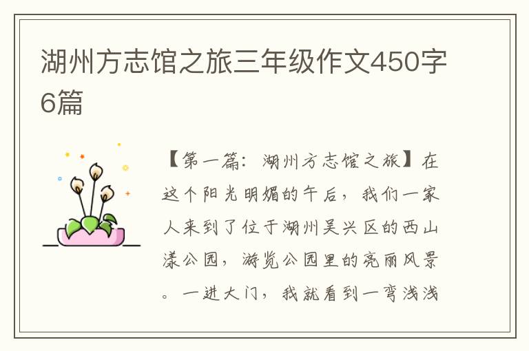 湖州方志馆之旅三年级作文450字6篇