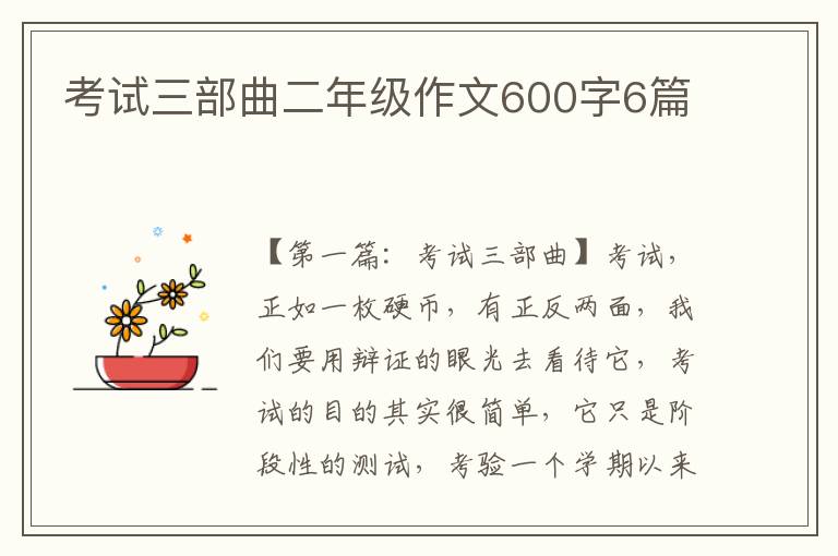 考试三部曲二年级作文600字6篇