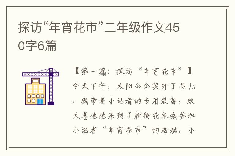 探访“年宵花市”二年级作文450字6篇