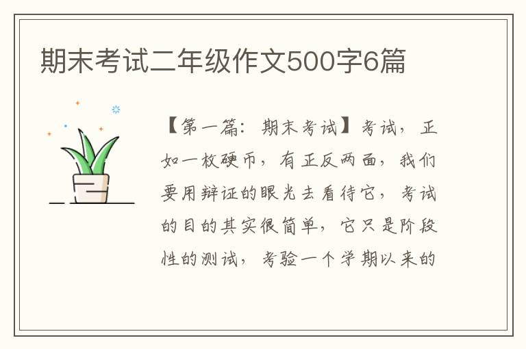 期末考试二年级作文500字6篇