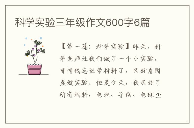 科学实验三年级作文600字6篇