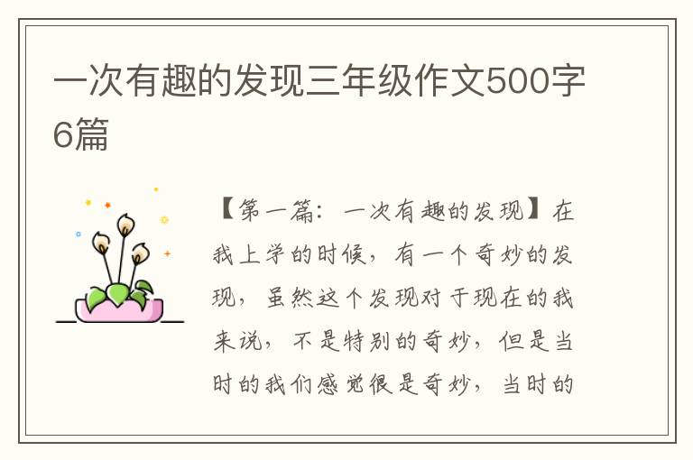 一次有趣的发现三年级作文500字6篇