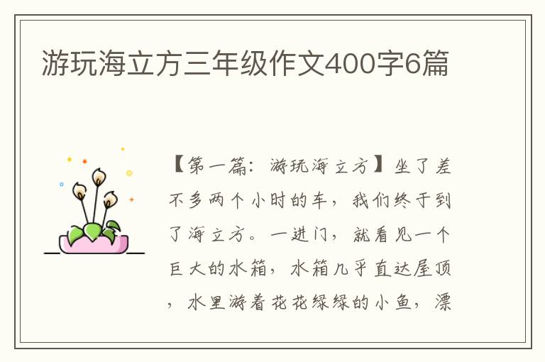 游玩海立方三年级作文400字6篇