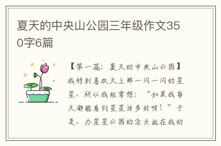 夏天的中央山公园三年级作文350字6篇