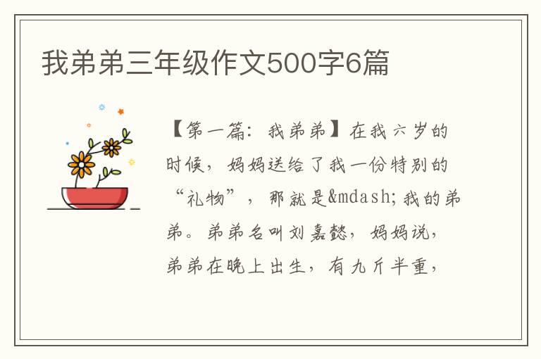 我弟弟三年级作文500字6篇