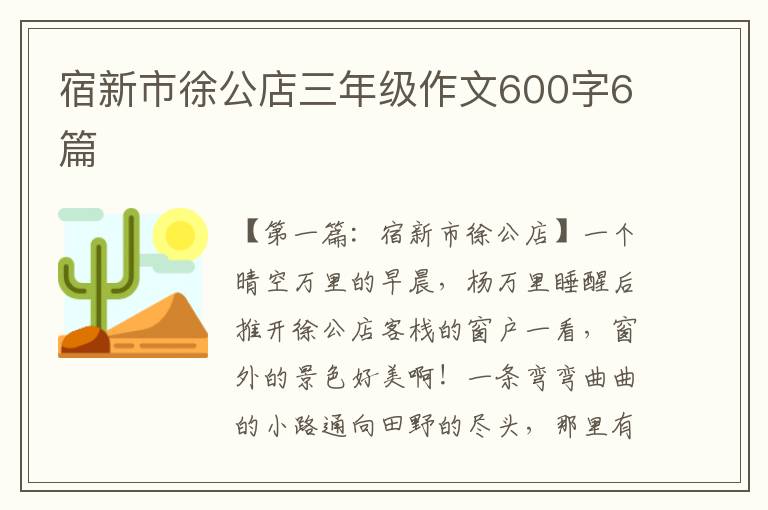 宿新市徐公店三年级作文600字6篇