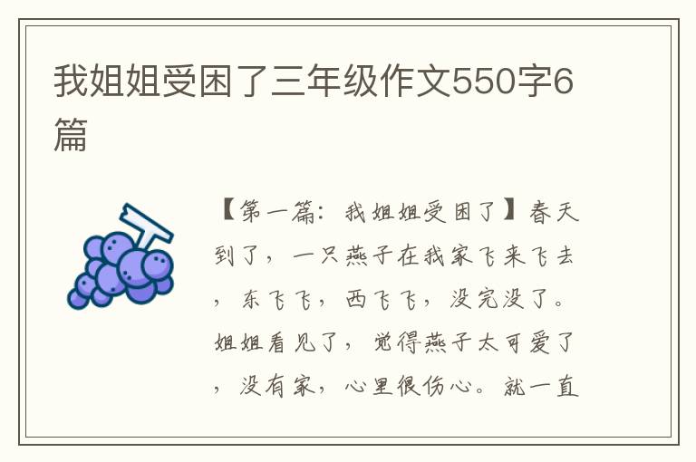 我姐姐受困了三年级作文550字6篇