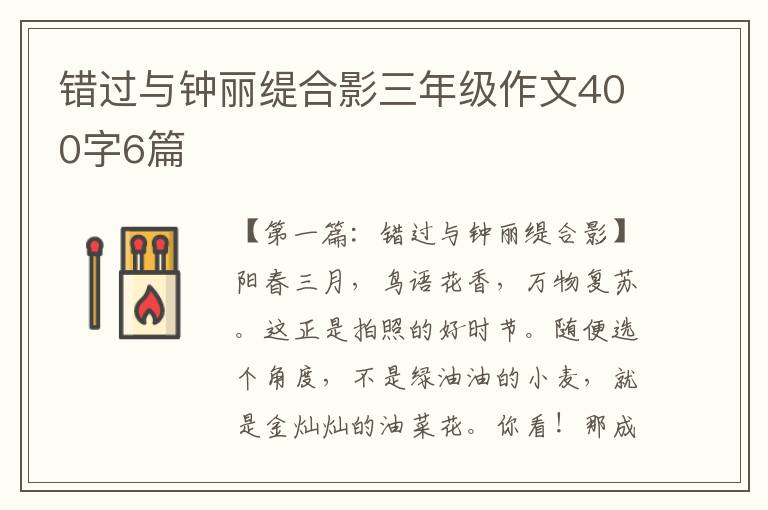 错过与钟丽缇合影三年级作文400字6篇