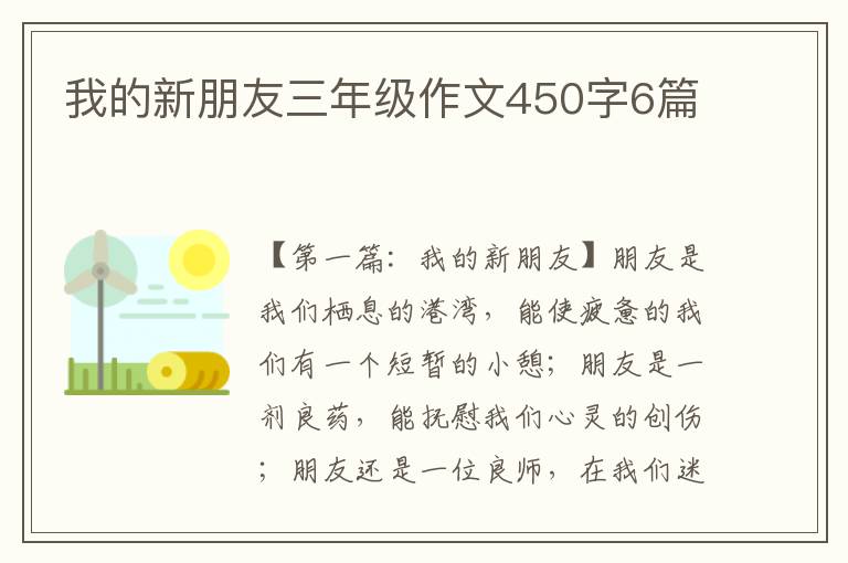 我的新朋友三年级作文450字6篇