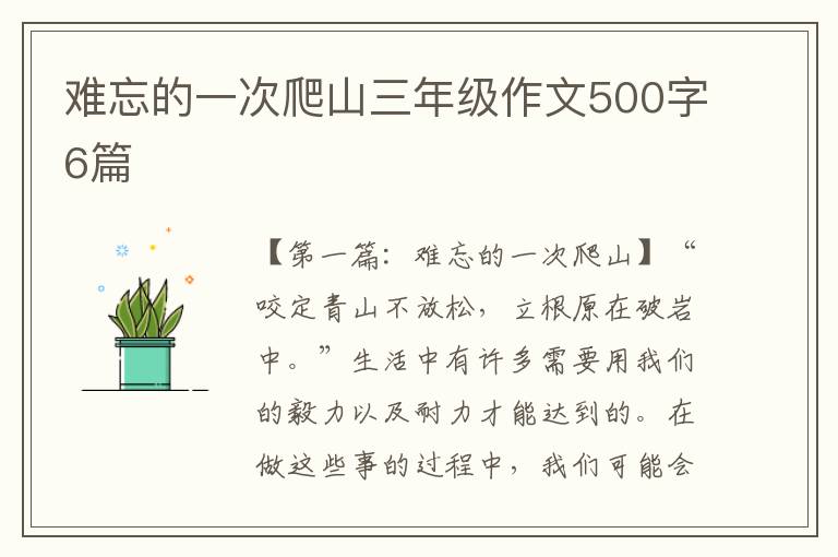 难忘的一次爬山三年级作文500字6篇