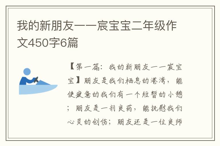 我的新朋友一一宸宝宝二年级作文450字6篇